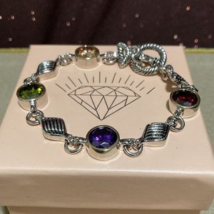Amazing Multi CZ colors rhodium plated bracelet